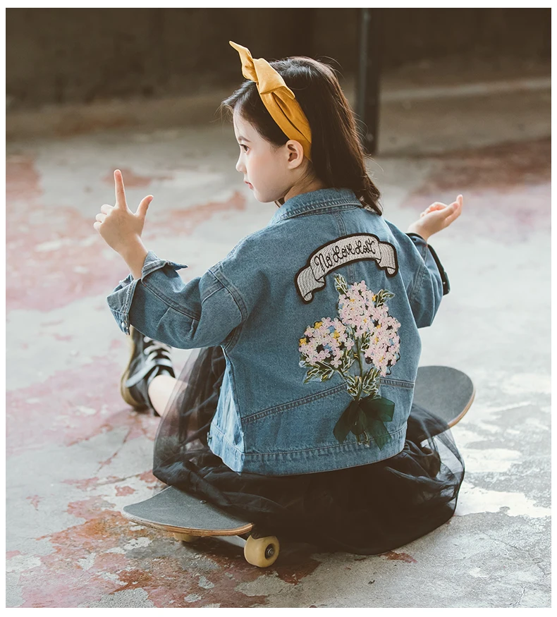 Girl Jacket Kids Denim Jacket Children Ripped Jeans Spring Autumn Fall Winter Coat Cardigan 3 to 13 Years