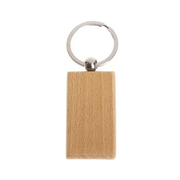 

50 Blank Wooden Keychain Rectangular Engraving Key ID Can Be Engraved DIY