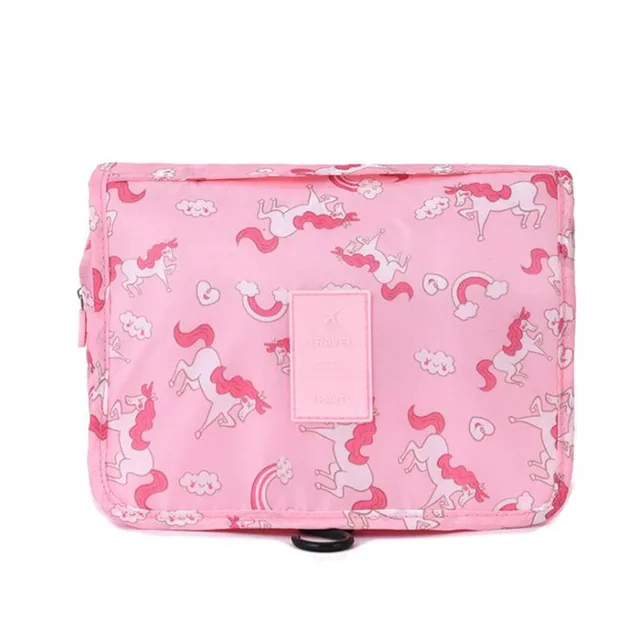 Hook Makeup Bags Women Travel Cosmetic Wash Pouch Waterproof Toiletries Storage Bag Ladies Neceser Make Up Organizer Beauty Bag Pink pony