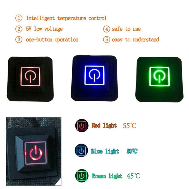 3 Sebességfokozatú Állítható Szálas Usb Hőtesti Fűtőszövet Dzseki Karosszéria Melegebb Párnája - Image 5