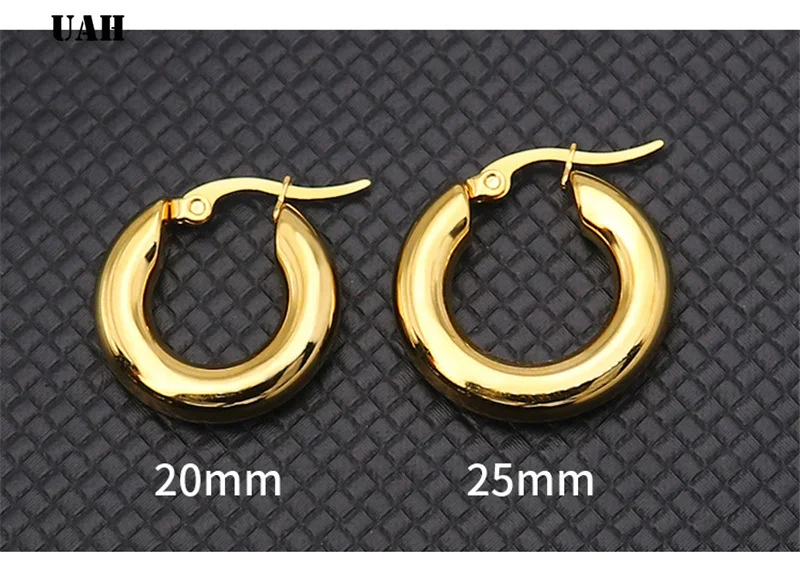 UAH Two-color Gold color Women Gift Sale Fashion Jewelry Stainless Steel Wives Round Fancy Hoop Earrings