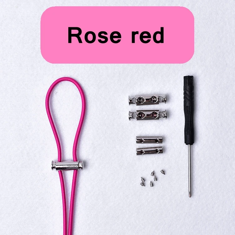 Rose red 1 пара эластичных шнурков с металлическим замком, шнурки для обуви без завязок, новые быстросохнущие шнурки для детей и взрослых, круглые шнурки, 16 цветов - Цвет: Rose red