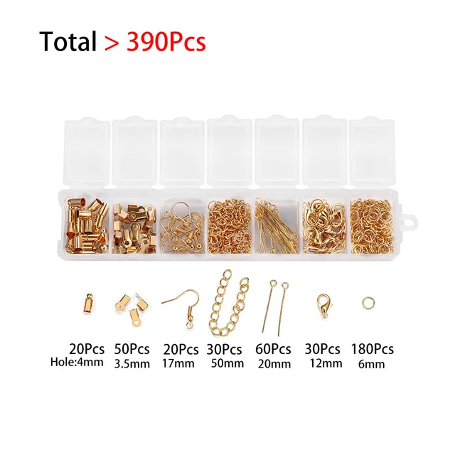 Alloy Accessories Jewelry Findings Set Repair Tools Lobster Clasp Open Jump Rings Earring Hooks for DIY Jewelry Making Supplies KC Gold
