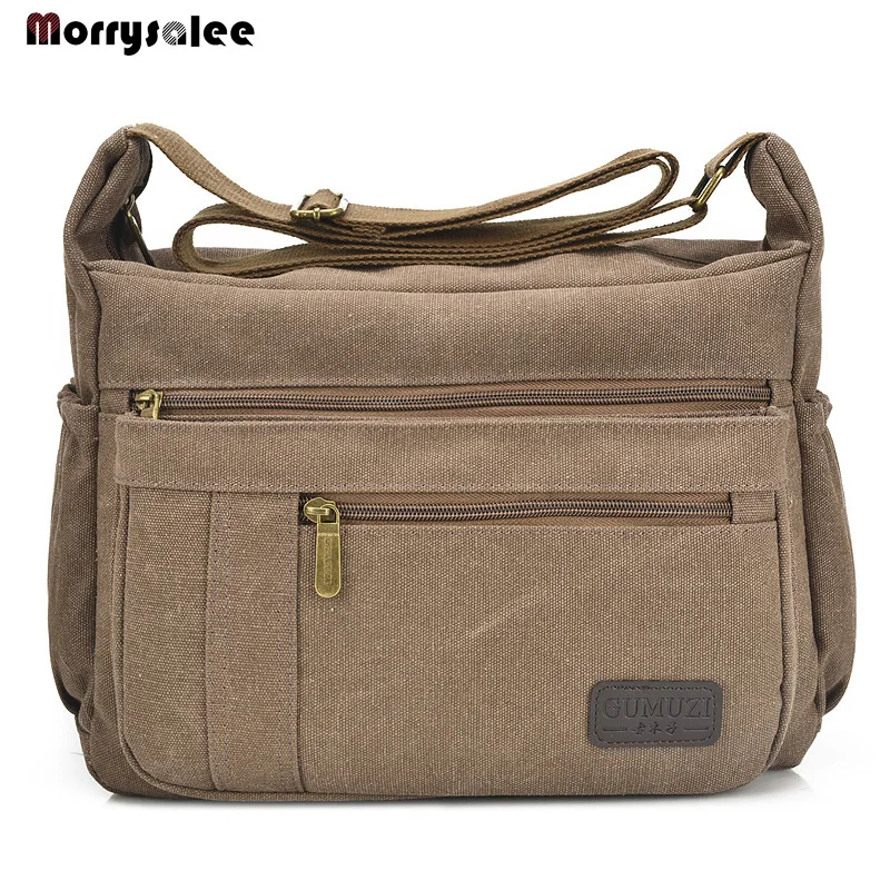 Холщовая Сумка для мужчин и женщин модный саквояж на плечо с откидным карманом