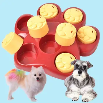 

Footprint Shape Pet Snuffle Slow Feeding Bowl Portable Dog Feeder Interactive Training Stress Release Anti-choke Pet Healthy Bow