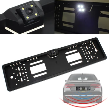 

Auto Parktronic EU European Car License Plate Frame Rear View Camera Night Vision Reverse Rear View Camera w/ 4 IR LED Light