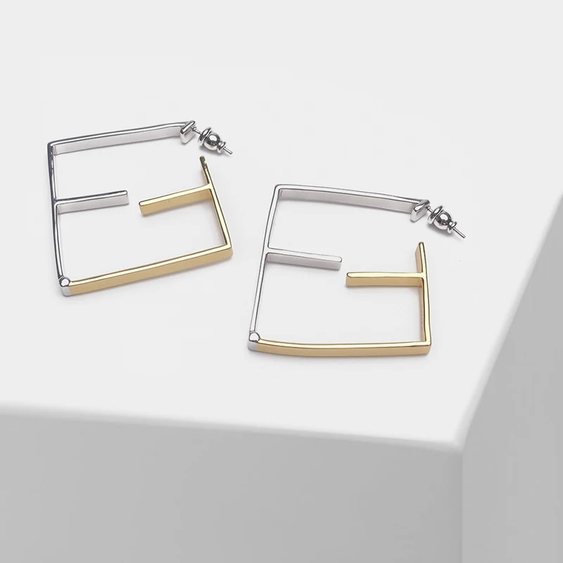 

Geometric design stylish simple metal drop earrings
