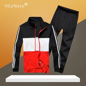 

Casual Tracksuit Splice Set Men Fashion Jogger Sports Sportswear Suits Spring Autumn Two Pieces Jacket Pants Set Male Sweat Suit