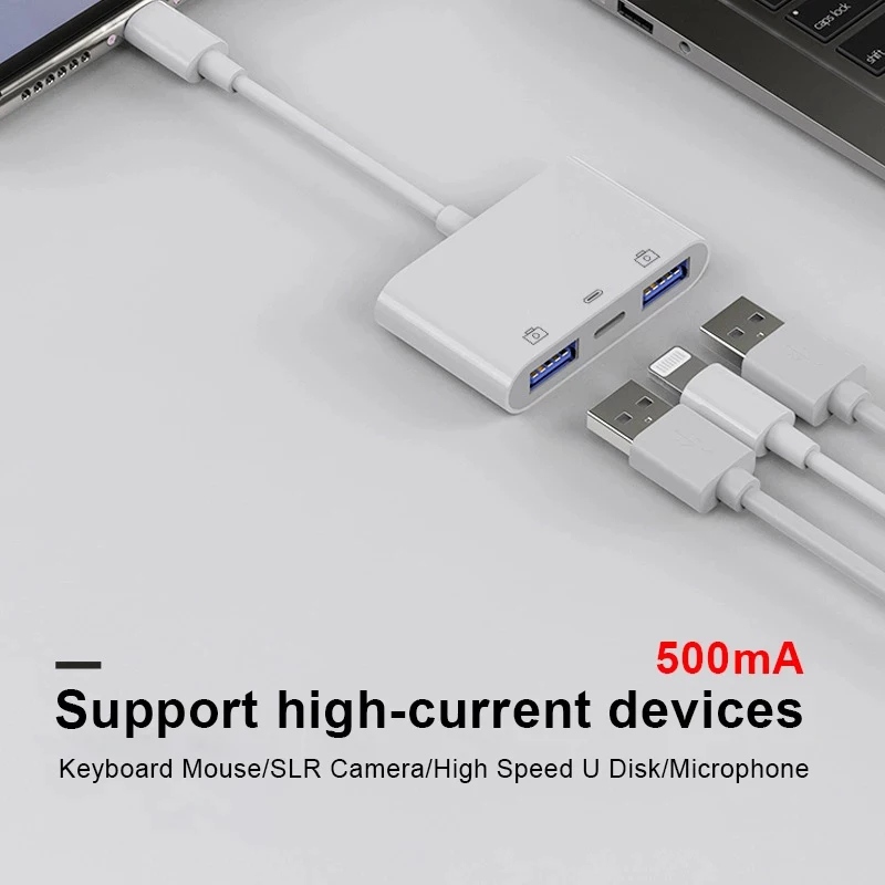 Адаптер UTHAI для iPhone iPad двойной USB 3 0 разветвитель поддержка IOS13 молния быстрая