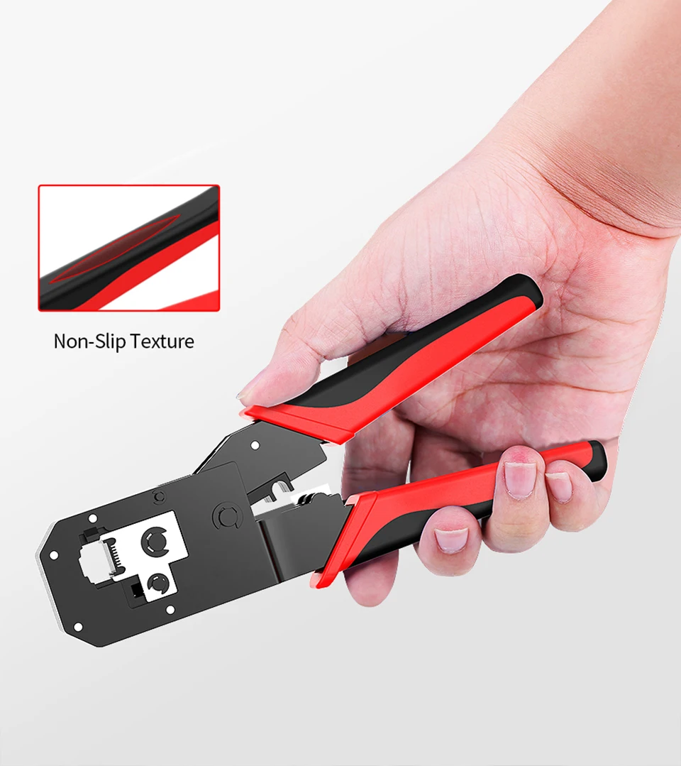 Zoerax rj45 Crimp werkzeug, All-in-One-Ethernet-Netzwerk-LAN-Kabel-Stripper-Cutter-Crimp werkzeug für 8p/RJ-45 und 6p/RJ-12, RJ-11 – Detail 5
