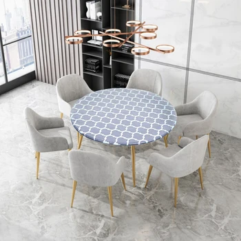 

Fitted Vinyl Tablecloth Flannel Backing Table Cover for Dining Parties
