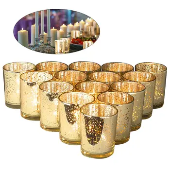 

12pcs Modern Simple Glass Candlestick Candle Cup Bar Western Restaurant Props and Ornaments
