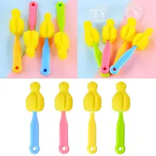 360 grad Baby Flasche Nippel Pinsel ungiftig Schwamm Nippel Reinigung Pinsel Breiten Mund Mark Nippel Universal Nippel Pinsel reiniger(China)