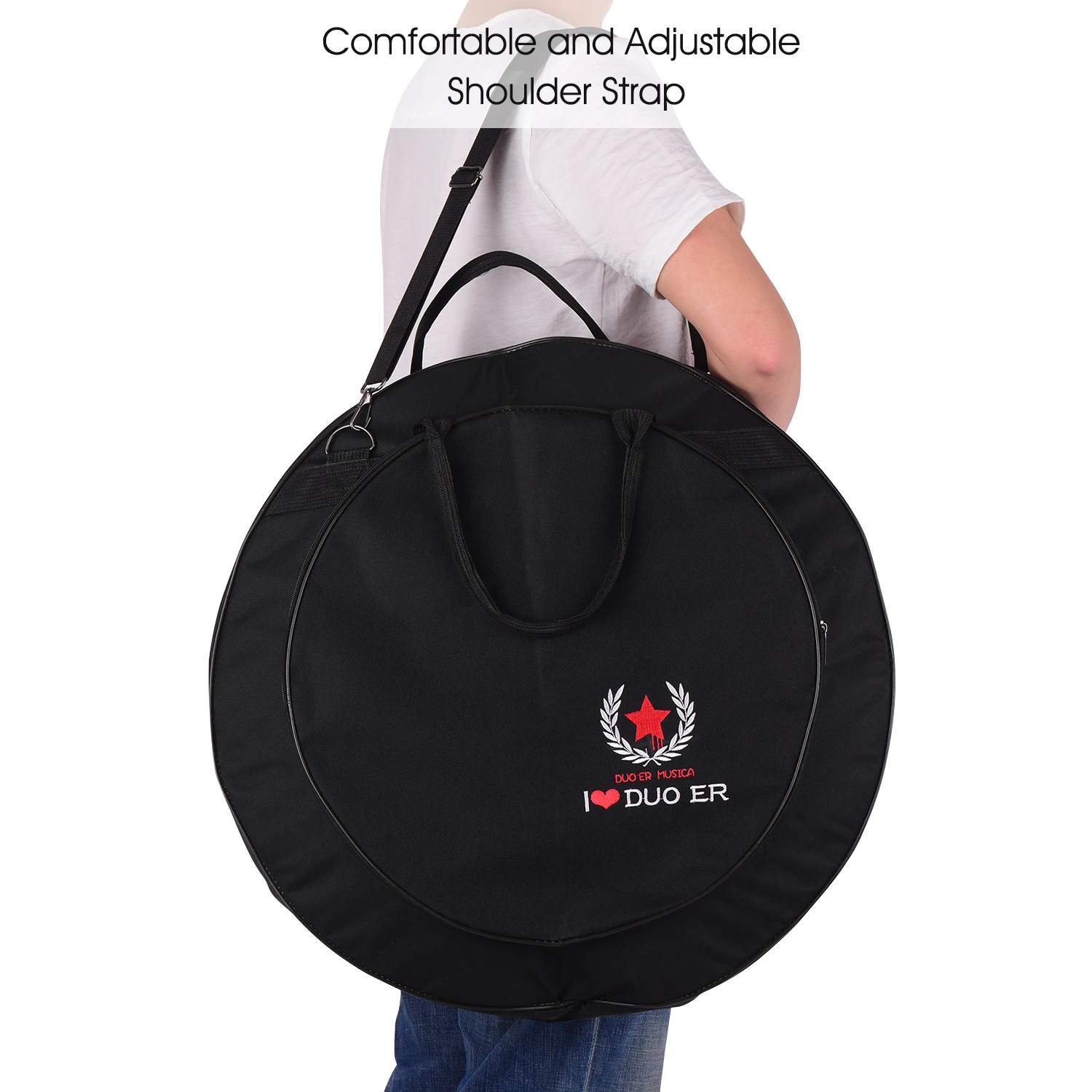 Double Pockets Nylon Fabric Cymbal Bag Backpack with Removable Divider Shoulder Strap Percussion Instrument