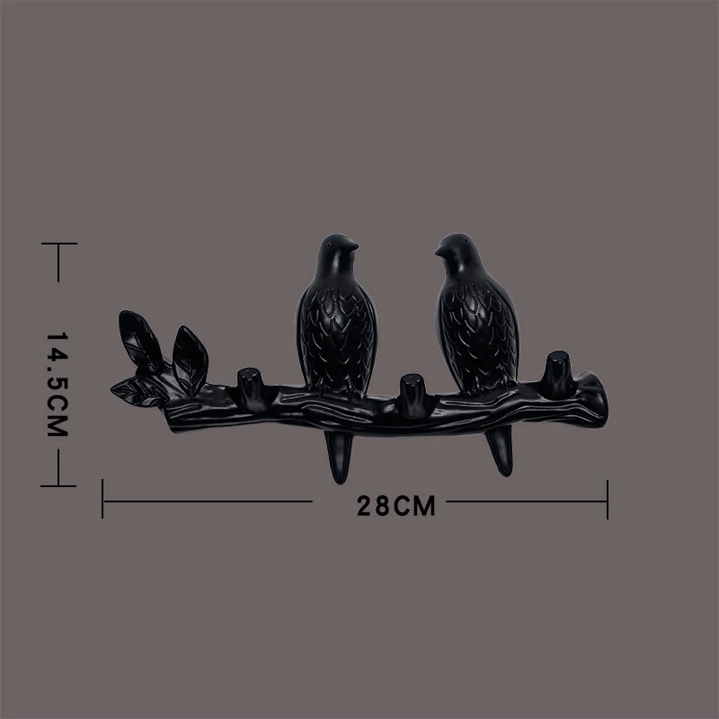 Black two birds Настенная вешалка для пальто птицы на ветке дерева с 3 крючками для дома пальто шляпы Полотенца Вешалка для хранения одежды держатель для ключей настенный крючок - Цвет: Black two birds