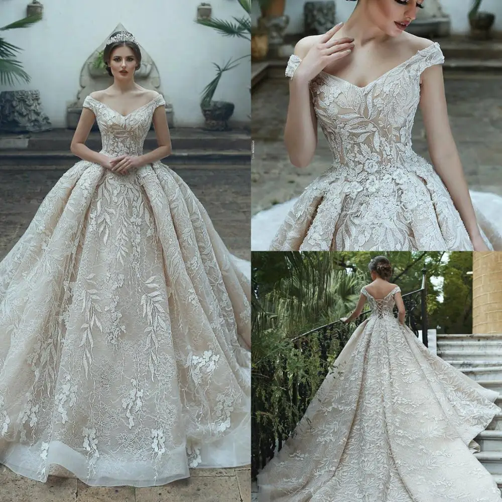same as picture Vestido De Novia Роскошные свадебные платья в арабском стиле элегантные свадебные платья с открытыми плечами кружевное платье с аппликацией De Ma - Цвет: same as picture