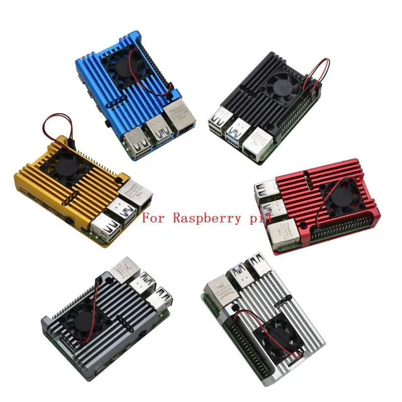 1Set Aluminum Protective Case Enclosure Metal Shell for Raspberry Pi 4 Model B E65A 2