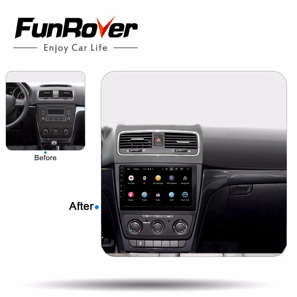 Flash Deal Funrover 2.5D+IPS 2 din Car radio Multimedia DVD player 10.1" Android 9.0 gps For Skoda Yeti 2014-2017 stereo radio navigation 1