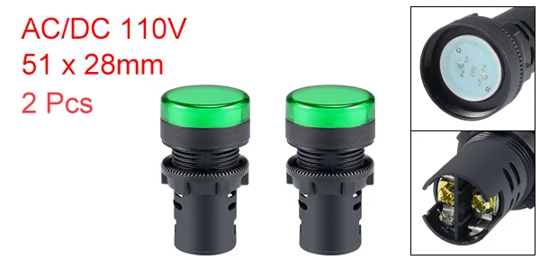 Green 2 Pack Uxcell 2-8 шт. индикаторы AC/DC 110 в красный зеленый светодиодный Скрытая Панель Крепление 7/" 22 мм светодиодный лампочка-индикатор - Цвет: Green 2 Pack