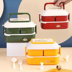 850ml crianças caixa de armazenamento de alimentos lancheira portátil 2 camada microondas bento caixa recipiente de frutas móveis com talheres