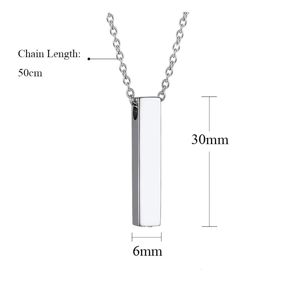 Customizable Vertical Bar Cremation Urn Necklace for Cats Kitty Memorial