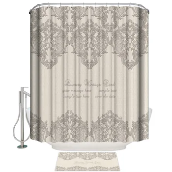 

Decorative Pattern Lace Vine Decorative Pattern Carving Technology Art Fine Bathroom Set Shower Curtain Sets Waterproof Outside