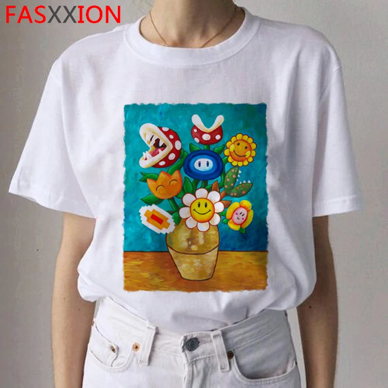 Van Gogh Van Goghing Van Gone футболки HARAJUKU женские Рисование маслом Ullzang футболка Веселая 90s футболки модные футболки женские - Цвет: 9326