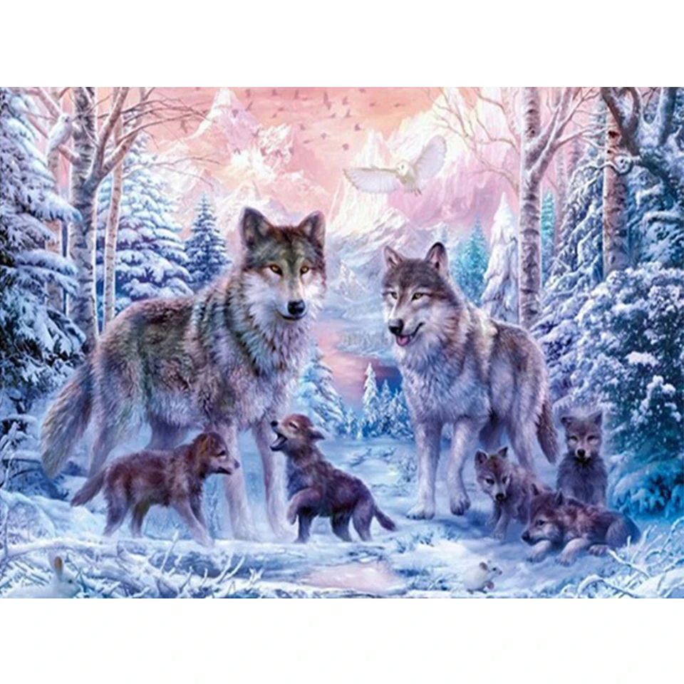 5D Diamond Painting Wolf Animal Rhinestone Picture DIY Full Diamond Embroidery Mosaic Handmade Art Painting Home Decoration Gift 