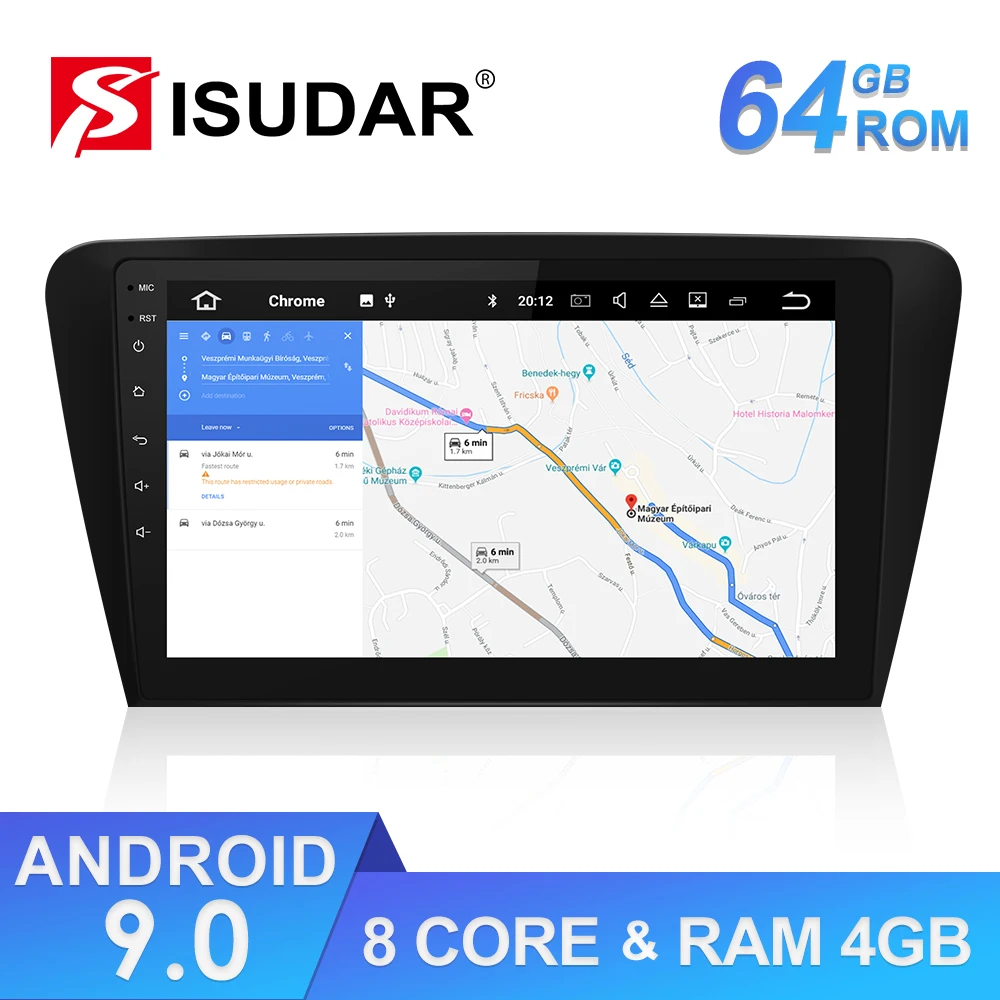 Isudar 1 Din Auto Radio Android 9 Für Skoda/Octavia 2014-Octa-core RAM 4G ROM 64G auto Multimedia V