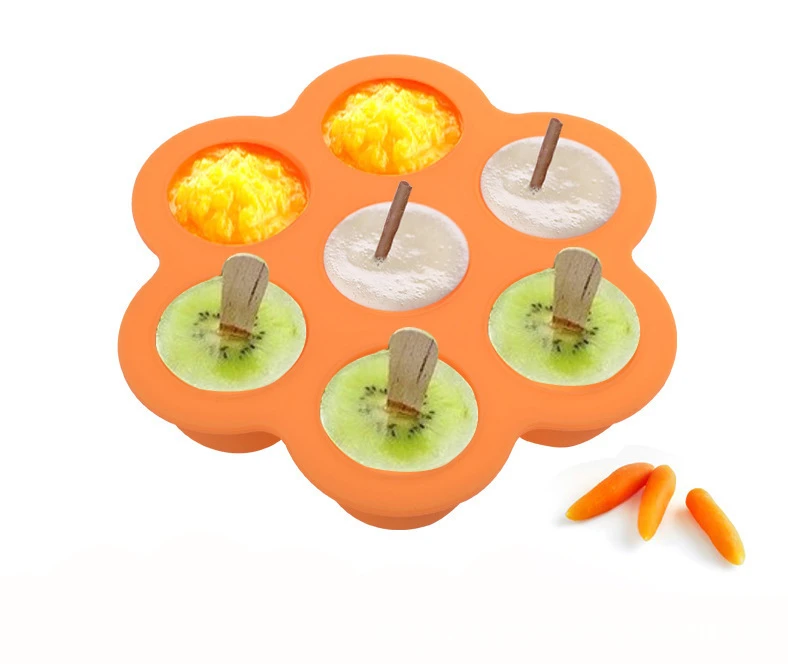 Multifunction Safety Silicone Baby Infant Flower Lattice Food Container Fruit Storage Box Freezer Tray Cup Cake Mold