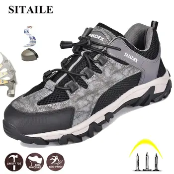 

SITAILE Safety Shoes Puncture-proof Steel Cap Toe Safety Work Shoes Anti-smshing indestructible Shoes Breathable Work Sneakers
