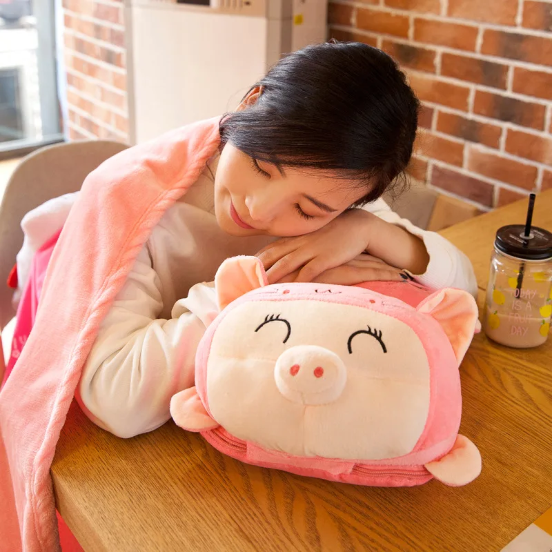 New Style Cartoon Party-Pillow Plush Toys Airable Cover Office Dual Purpose Cushion Cover Blanket