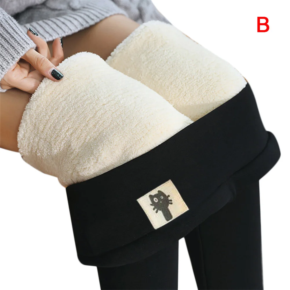 Women Thermals Thick Warm Fleece Lined Winter Stretchy Pencil Leggings Pants XRQ88 - Цвет: B