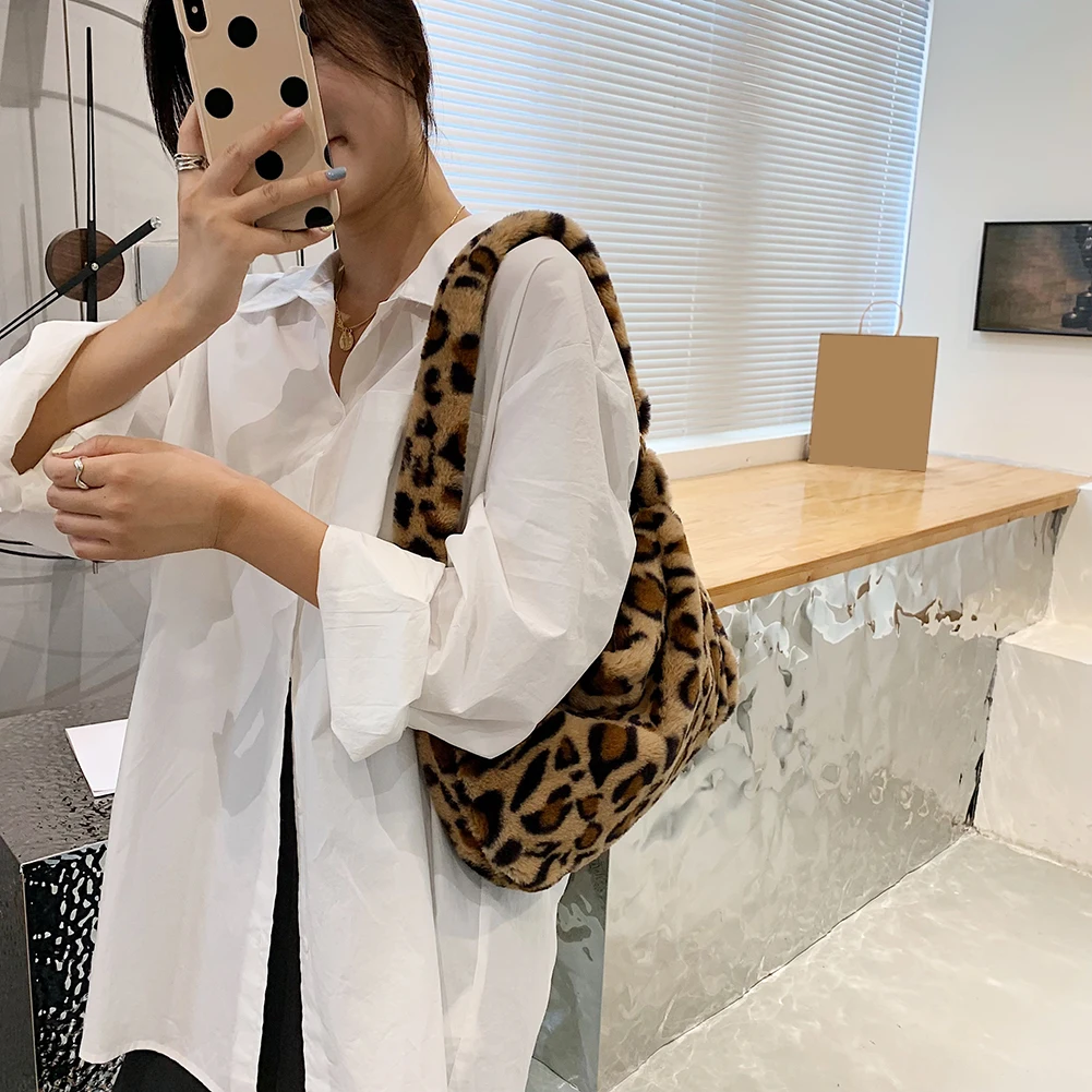 Fashion Checkered Print Shoulder Bag Autumn Winter 2022 INS Fashion Women Plush Bag Handbag Women Tote Bags Shopper bag bolsas