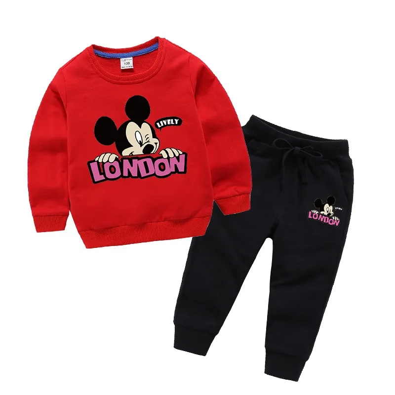 Autumn Winter Baby Girls Boys Clothing Sets Children Cartoon Mickey Mouse Sweatshirt + Pants Children Sports Suit Christmas