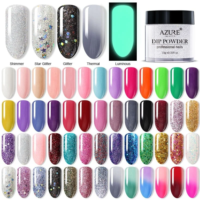 Azure Beauty Holo Dipping Powder Gradient Shiny Luminous Powder Long
