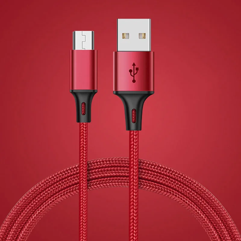 Red Кабель Micro USB нейлоновый кабель для быстрой зарядки USB кабель для передачи данных для huawei samsung Xiaomi LG Tablet Android кабели для мобильных телефонов зарядное устройство - Цвет: Red