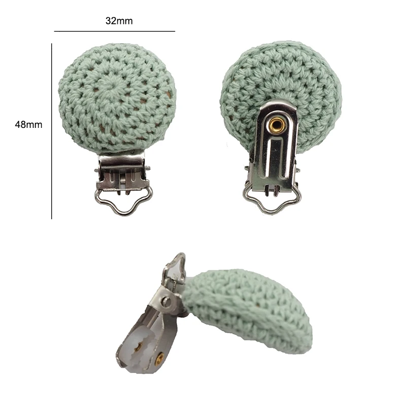 Chenkai 50PCS Baby Crochet Pacifier Metal Wooden Dummy Clips Teether Food Grade For DIY Baby Chewing Jewelry Chain Accessories