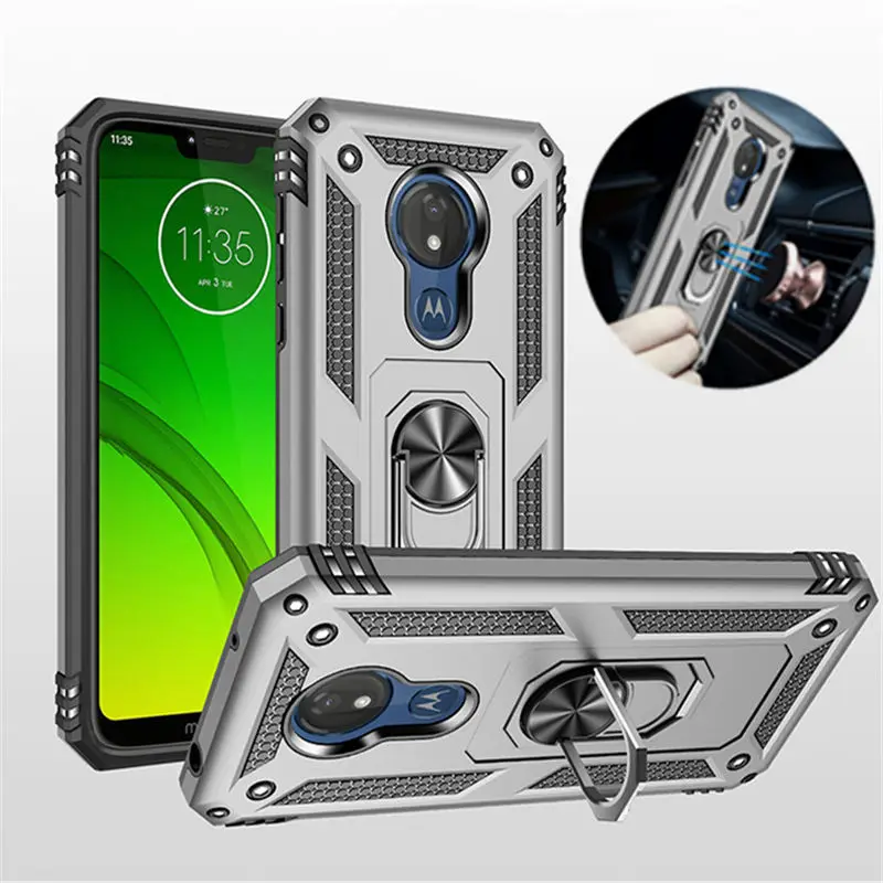 Чехол для Motorola Moto G6 G7 Plus Power G8 Play армированный Магнитный чехол-кольцо с подставкой