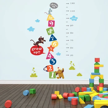

Cartoon Animals Height Measure Wall Stickers For Kids Room Children Growth Chart Wall Decals Mural Art Poster