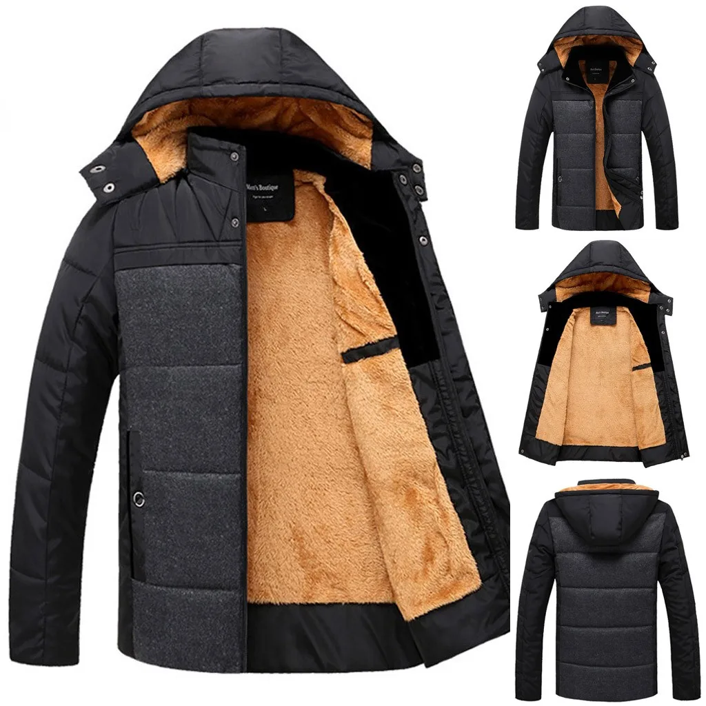 chaqueta hombre jaqueta masculino winter coat men's Autumn Winter Casual Print Thicken Jacket Long Sleeved Coat casaco abrigo