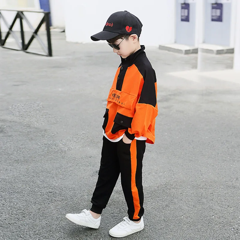 

BOY'S Hip Hop Hoodie Korean-style Spring And Autumn Loose-Fit CHILDREN'S Garment Fashion 2019 New Style Sports Pullover Stand Co
