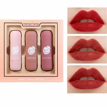 

BellyLady 3 PCS Juicy Peach Matte Velvet Lipstick Matte Moisturizing Lipstick Set Box