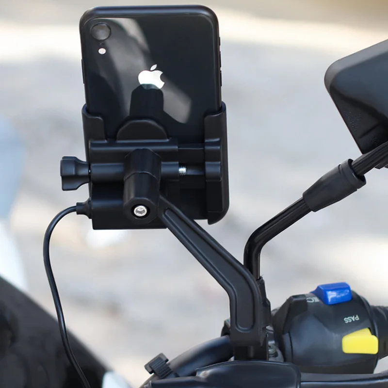motorcycle mirror mount phone holder