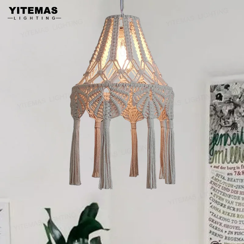 

Pastoral style romantic living room chandelier personality restaurant and homestay cotton woven chandelier