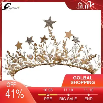 

Fashion Stars Crowns With Earrings Tiara And Crown Wedding Hair Accessories Bridal Hair Jewelry Tiaras Noiva Pearl Women Diadem