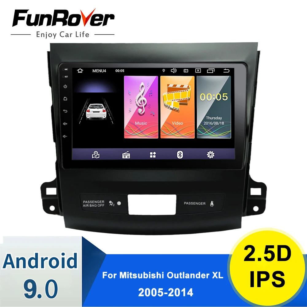 

FUNROVER 2.5D+IPS 2din Android9.0 Car DVD Multimedia player For Mitsubishi Outlander XL 2005-2014 Radio Tape Recorder Navigation