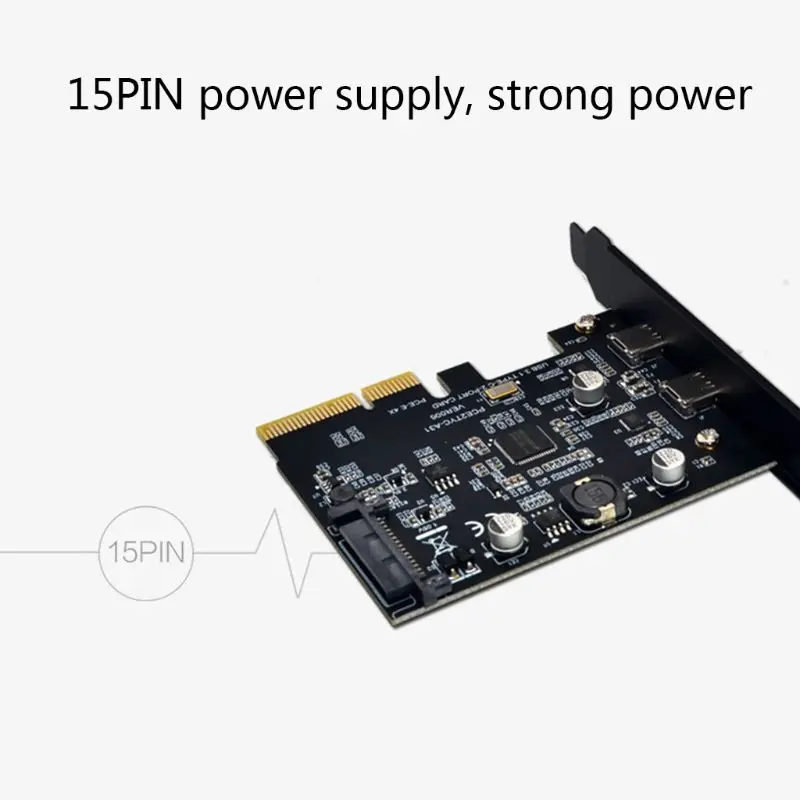 USB3.1 к type-C 2 портовая Плата расширения PCI-E4X к USB3.1 Gen2 10 Гбит/с USBC адаптер