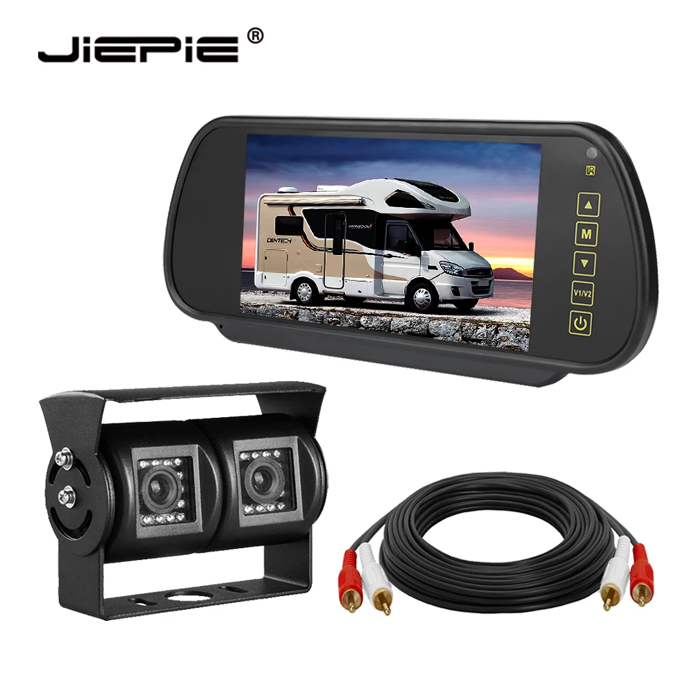 Camera with Monitor Автомобильная камера заднего вида с системой с 7 дюймовым монитором резервного копирования камеры для наземной фотосъемки Комплект двойной ПЗС объектива камера заднего вида монитор для грузовика/и т. д. вы можете использовать/Ван - Название цвета: Camera with Monitor