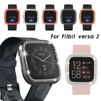 

360 Degree Protection Crystal Diamonds Luxury Bling Frame Hard PC Shockproof Watch Cover Screen Case For Fitbit Versa 2